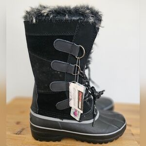 NWT KHOMBU Womens Black Waterproof Faux Fur Lined Winter Boots